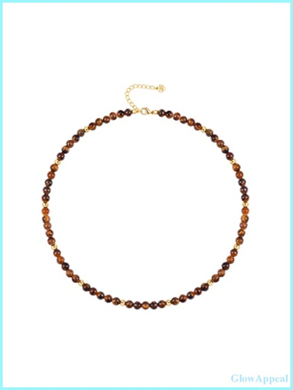 Beaded Choker Necklace Tiger Eye 4mm Adjustable Lobster Clasp Gold Plated